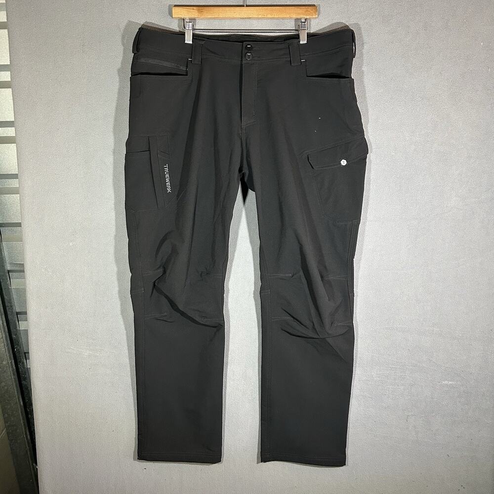Truewerk Pants Mens 42x32 Black Cargo T2 Work Tech Tactical Performance